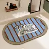 Felpudo de Tierra de Diatomeas con Patrón de Perro Salchicha Rayado Retro Felpudo de Baño Estilo Mascota de Dibujos Animados Felpudo para Eliminar el Polvo de la Puerta Principal Directo del Fabricante