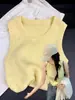 Camisola de tricô verde menta para mulheres, estilo verão slim fit, adequada para usar em camadas ou sozinha, top sem mangas de seda gelada