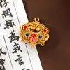 Pulsera Estilo Chino Creativa Arena Oro Chapado en Cobre Colgante Accesorios para Joyería DIY Collar Colgante de Buda Pequeño Candado Dorado