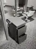 Mostrador de Herramientas para Barbería, Gabinete de Acero Inoxidable de Doble Cara para Salón de Peluquería, Almacenamiento con Cajones y Estante para Secadoras