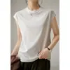 50 Piezas algodón mercerizado de doble cara algodón de amoniaco líquido chaleco de caballo para mujer cuello redondo color sólido top ropa de mujer