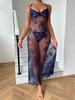 Suministro Transfronterizo de Lencería Sexy Popular de Comercio Exterior Europeo y Americano, Camisón Sexy de Malla Transparente Bordado, Lencería Sexy para Mujeres
