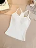 Top regata de poá com alça no pescoço e bojo, design hot girl, camisola de verão para mulheres, para usar por fora, costas bonitas, confortável, top versátil