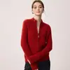 Suéter Cardigan de Punto Trenzado Grueso Cálido Holgado para Mujer, Estilo Old Money Otoño/Invierno, Cuello Alto con Cremallera, 100% Cachemira Pura