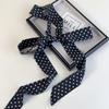 Lenço de Seda Pequeno com Bolinhas Polo Feminino Fino Estreito Pontudo Longo Estilo Coreano Versátil Fita para Bolsa Camisa Fita