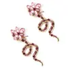 Brincos Europeus e Americanos Transfronteiriços Simples Moda Criativa Versátil Flor de Diamante Colorida Cobra Design Personalizado Brincos de Diamante