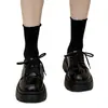 Zapatos de Plataforma de Cuero Negro Estilo Mary Jane JK Uniforme para Mujer, Estilo Británico 2026 Nuevo Modelo Mocasines con Cordones de Suela Gruesa
