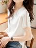 Camiseta Branca de Manga Curta Versátil com Decote em V, Estilo Novo de Verão 2026 para Mulheres, Top Slim Fit com Design Único