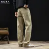 "Mistura de Lyocell" Estilo Old Money Luxo Leve Minimalista Jeans Branco Leite para Homens Primavera e Outono Perna Reta Elástico Calças Casuais