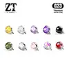 Arete de Aleación de Titanio F136 con Engaste de Garras Zircón 5A, Joyería para Piercing de Labio de Titanio G23