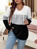 Otoño e Invierno 2025 Nuevo Transfronterizo Aliexpress Europeo y Americano Color Contrastante con Capucha Manga Larga Tejido de Punto Talla Grande Sudadera Gordo mm Ropa de Mujer