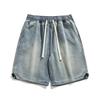 Ropa de Hombre Shanggu Pequeño Individual Personalizado Holgado Casual Pantalones Cortos de Encaje Estilo Hong Kong Modernos de Cinco Puntos Vaqueros Pantalones Medios Personalizados para Hombres