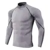Camiseta de compresión para correr transfronteriza, capa base de secado rápido para ciclismo, ropa de fitness otoño/invierno, camiseta de entrenamiento de manga larga para hombre con cuello alto