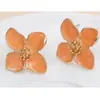925 agulha de prata Luo Shenhua francês ins vintage estilo Hong Kong esmalte vermelho flor brincos tridimensionais pequenos brincos de flor jóias