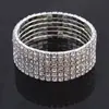 Pulsera de mano europea y americana de estilo explosivo de moda Cruzada Multihilera completamente de diamantes Tendencia de moda temperamento Pulsera elástica brazalete para mujer al por mayor
