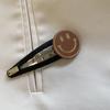 Clip de flequillo con cara sonriente marrón y negra, pinza lateral para el cabello, horquilla rota, cara sonriente, intestino grueso, banda para el cabello estándar de oro, horquilla, accesorios para el cabello simples