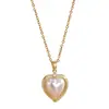 Collar con Colgante Minimalista de Corazón de Perla Fresca para Mujer Cadena para Clavícula Estilo Princesa Popular en Instagram Joyería de Acero de Titanio Venta Caliente