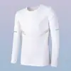 [Esencial de Otoño] Camiseta de Manga Larga con Cuello Redondo, Color Sólido Versátil de Corte Holgado para Hombre, Top Informal de Marca de Moda para Otoño