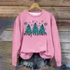 [Procesamiento Personalizado] Superventas Transfronterizo Aliexpress Top de Manga Larga con Estampado Digital 3D de Árbol de Navidad Rosa para Mujer