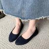 Novo Estilo Primavera e Outono Camurça Estilo Coreano Sapatos de Bico Fino para Mulheres Cor Doce Sapatos Baixos para Mulheres Tamanho Grande Mulheres