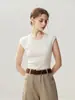 Camiseta interior sin costuras de punto fino de lana merino Yangzi de calibre 18, chaleco sin mangas para mujer, corte ajustado