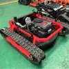 Cortador de Grama de Controle Remoto Estilo Tanque Guerreiro Negro, Modelo a Gasolina 80cm, Máquina Agrícola de Ervas Daninhas Todo-o-Terreno Tipo Esteira