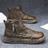 Botas Martin de hombre estilo retro, adecuadas para otoño e invierno, con suela plana, hechas de piel suave, de altura media, impermeables y antideslizantes, ideales para el trabajo