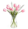 Jarrón Minimalista de Vidrio Fresco Iridiscente de 8 pulgadas Contenedor Transparente para Flores para Cultivo en Agua de Lirios, Decoración de Sala de Estar para el Hogar