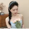 Diadema de Malla Suave con Gradiente y Perlas de Caña Alta para Mujer, Versátil para el Uso Diario, Recoger el Cabello, Lavarse la Cara y Peinar