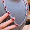 Livro do Chapéu Vermelho recomenda Conjunto de Joias Alto Colar de Rubi Sintético de Luxo Rio Estrela Brilhante Cheio de Diamantes Colar Ovo de Pombo