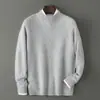 Suéter Casual de Gola Redonda, Cor Lisa, Espessado, Novo para Outono e Inverno, Masculino, Mangas Longas, Jacquard Solto, Malha de Lã Pura, Camada Base