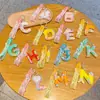 Chaveiro de Letra Criativo Preenchido com Óleo Moda Feminina Colorido Pingente de Bola Flutuante Anel de Chaveiro para Bolsa de Casal