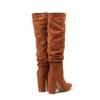Em estoque-outono e inverno salto grosso botas de salto alto botas femininas no comércio exterior dobra pilha mas botas de joelho mulheres