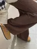 Diseñados con Estilo, Pantalones Casuales Rectos de Mujer para Otoño e Invierno, de Cintura Alta, Caída Suelta, Largo hasta el Suelo, con Patrón de Punto Retorcido