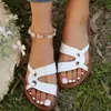Sandalias planas de una tira para mujer de talla grande, estilo europeo y americano, sandalias de playa casuales de moda con una tira para mujer