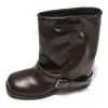 Botines gruesos negros para mujer que aumentan la altura y estilizan, nuevos botines versátiles de estilo coreano para otoño 2026 para combinar con faldas y pantalones