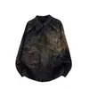 Camisa de manga larga tie-dye estilo retro americano de alta costura, nueva colección de otoño para hombre, corte holgado, estilo unisex, top casual versátil, blanco moderno