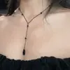 Collar Minimalista Estilo Oscuro Colgante Gota de Agua, Gargantilla Vintage Gótica con Borla, Cadena para Clavícula Versátil de Personalidad Nicho