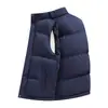Chaleco de algodón para hombre de otoño e invierno, cuello alto, engrosado para abrigar, prenda exterior sin mangas, color liso, chaleco de algodón para capas, chaqueta de algodón talla grande