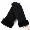 Luvas Quentes de Camurça Inverno Forradas com Lã Grossas Estilo Coreano Luvas Meninas Outono e Inverno Ciclismo ao Ar Livre Luvas à Prova de Frio