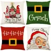 Funda de almohada navideña más vendida transfronteriza con estampado festivo de Papá Noel, funda de almohada para decoración del hogar, venta al por mayor directa del fabricante