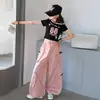 Conjunto de Roupa de Trabalho para Meninas 2026 Novo Estilo Crianças Celebridade da Internet Estiloso Manga Curta com Letras Calças de Perna Larga Conjunto Solto