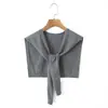 Chal de punto a rayas multicapa de gran tamaño Runchi para usar sobre la ropa 8801 Chal de punto estilo preppy casual
