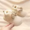 Zapatos de algodón para bebé niña, botas de nieve infantiles de invierno, botas de algodón, zapatos para niña pequeña, botas cortas afelpadas y engrosadas, zapatos de algodón estilo princesa