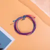 Pulseira de Corda de Cera Colorida Estilo Europeu e Americano Tecida à Mão com Múltiplas Camadas e Pequeno Pingente de Liga Metálica Ajustável Simples