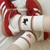 Calcetines Blancos para Mujer, Primavera y Otoño, Estilo Ins de Moda, Calcetines de Algodón Puro hasta la Pantorrilla, Calcetines Largos Rayados de Perro Estilo Japonés, Calcetines de Algodón Puro de Otoño para Mujer