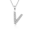 Amazon transfronterizo nuevo collar con incrustaciones de circonita de diamantes completos 26 letras inglesas femenino acero de titanio colgante DIY cadena de clavícula