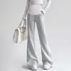 Pantalones de maternidad para otoño, pantalones acampanados de alta elasticidad, soporte abdominal de punto, no restrictivos, pantalones de pierna ancha fluidos, pantalones casuales de primavera