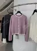 Liquidación 180Estilo Suave y Lujoso de Estilo Francés, Suéter Corto de Punto con Botones de Margarita Hecho de Mezcla de Alpaca y Lana