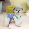 Roupas para Pet Coleira Peitoral com Guia Coleira Colete Roupas para Cachorro Gato Teddy Vestuário para Pet 25 Peitoral Listrado Estilo Coreano
